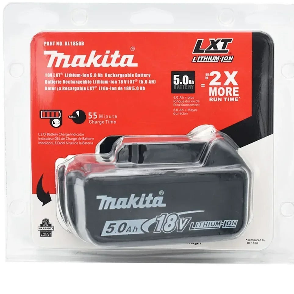 Makita 18V 5.0Ah Lithium-Ion Battery 2-Pack – High-Capacity Power for LXT Tools (Compatible with BL1860B, BL1860, BL1850 Models)